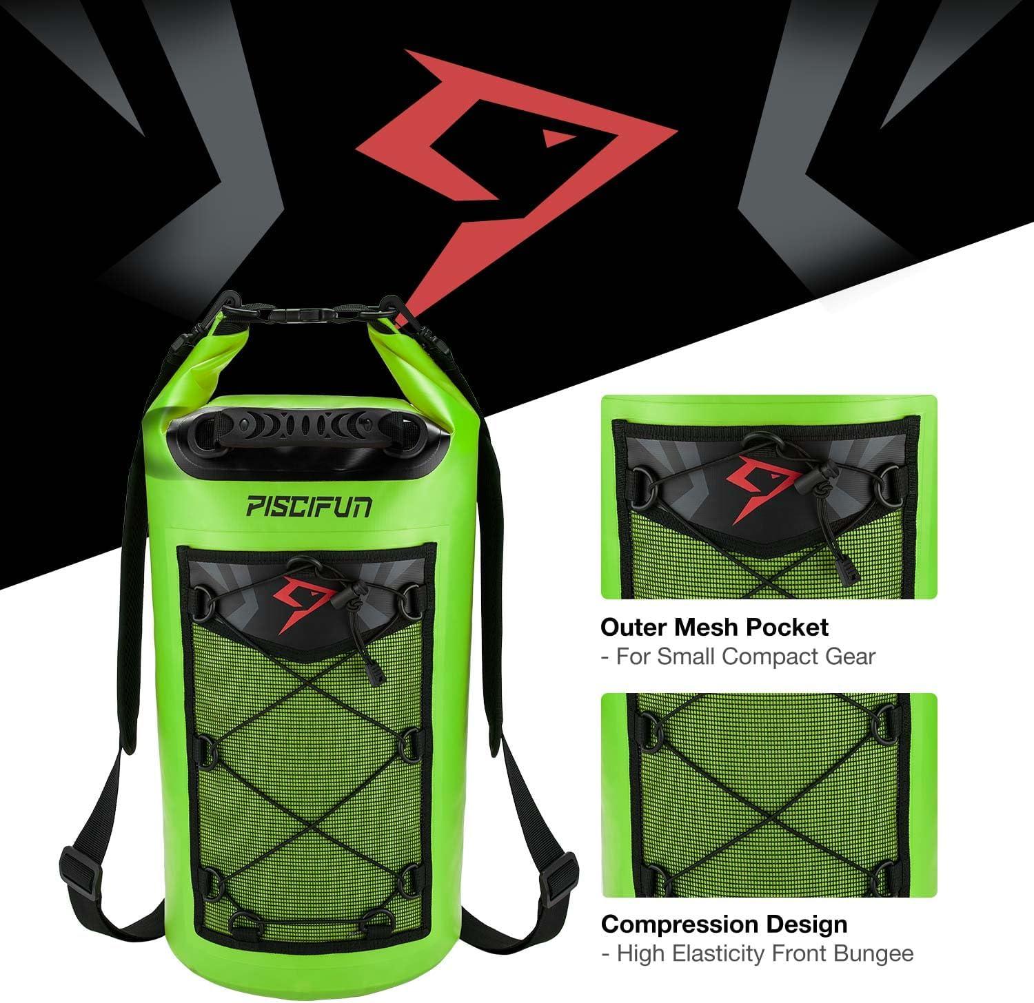 imagePiscifun Dry Bag Waterproof Floating Backpack 10L20L30L40L with Waterproof Phone Case for Boating Kayaking FishingLight Green