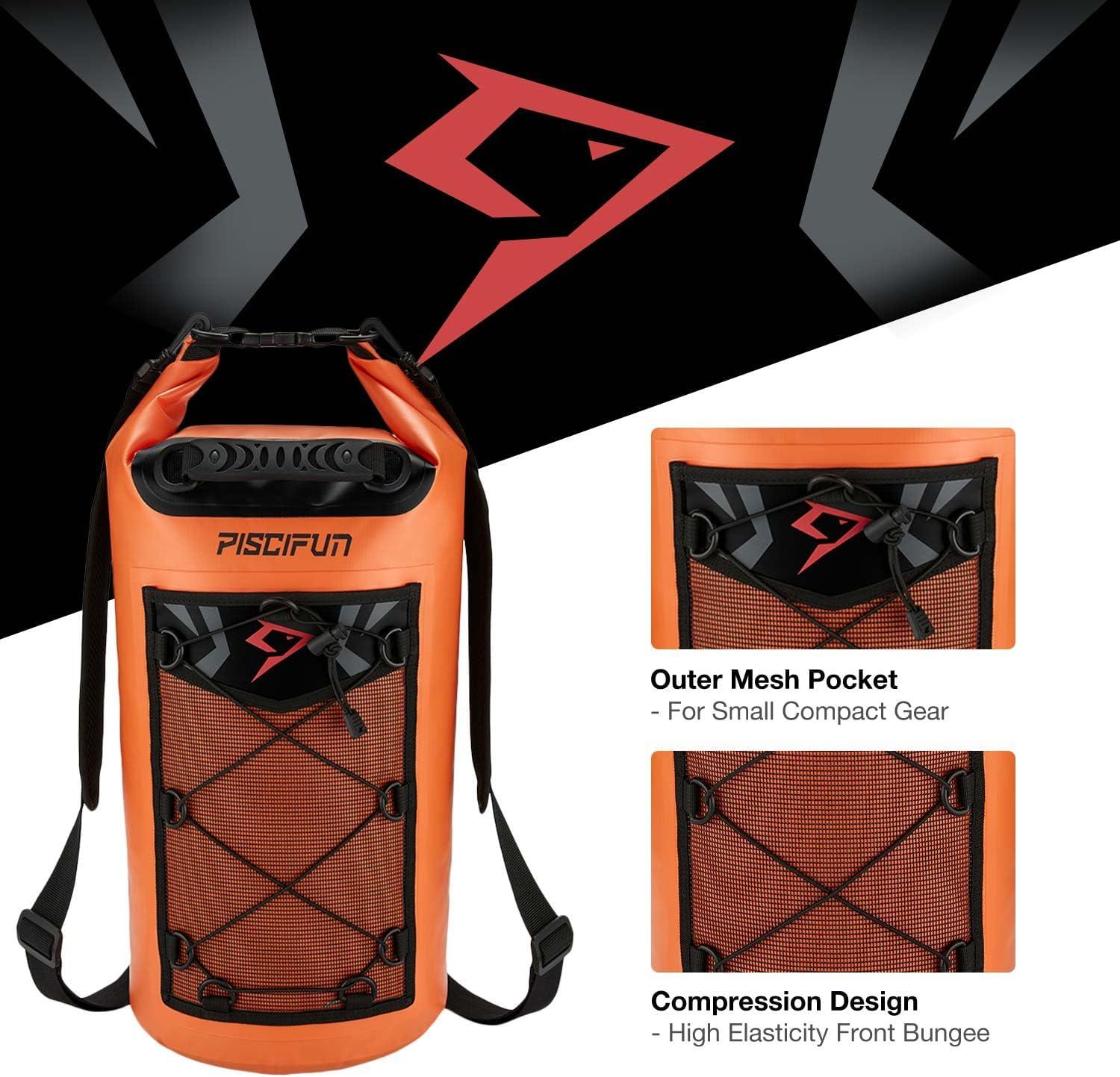 imagePiscifun Dry Bag Waterproof Floating Backpack 10L20L30L40L with Waterproof Phone Case for Boating Kayaking FishingOrange