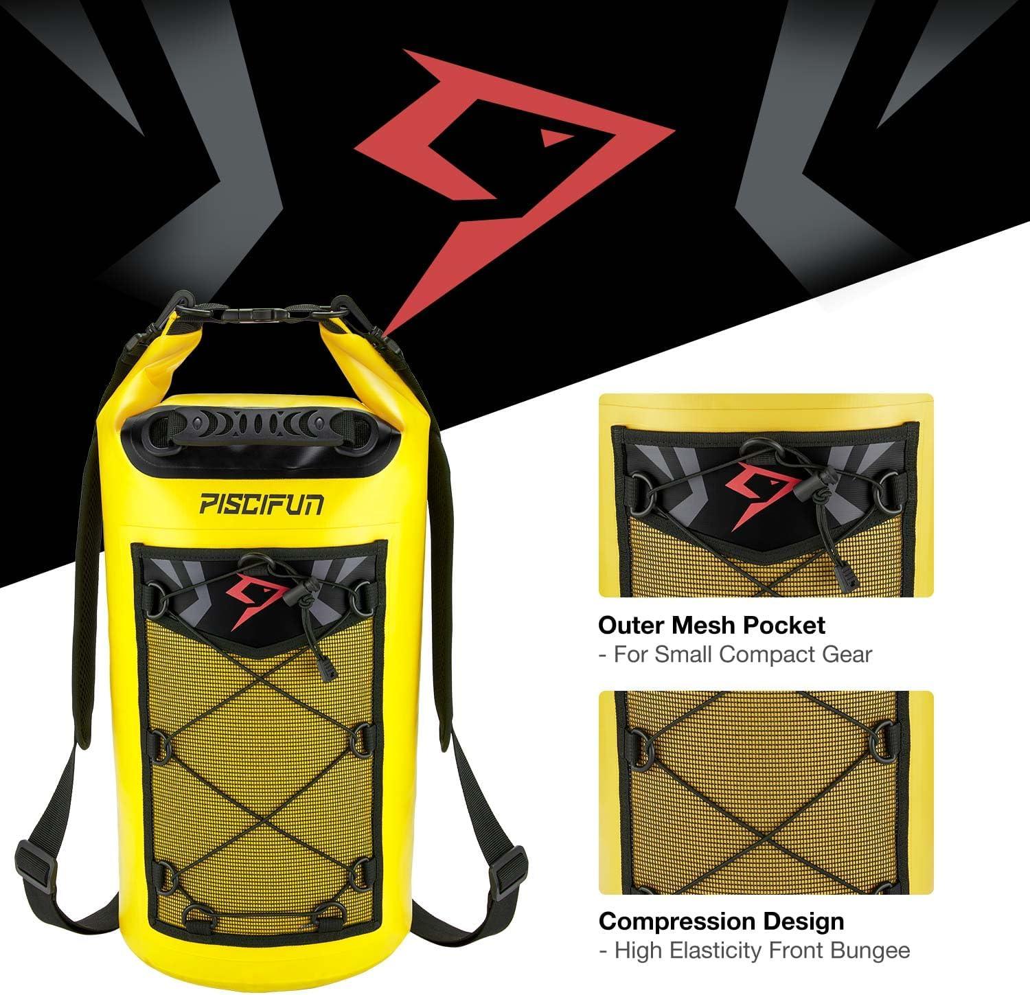 imagePiscifun Dry Bag Waterproof Floating Backpack 10L20L30L40L with Waterproof Phone Case for Boating Kayaking FishingYellow