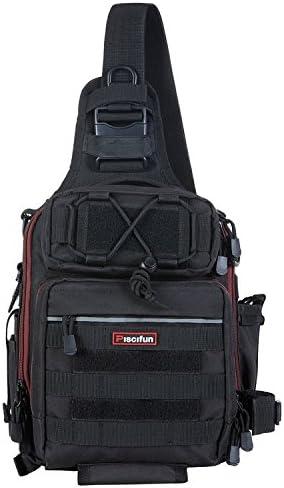 imagePiscifun Fishing Backpack with Rod Holder Lightweight Sling Bag Storge Gear and EquipmentSingle Shoulder Black