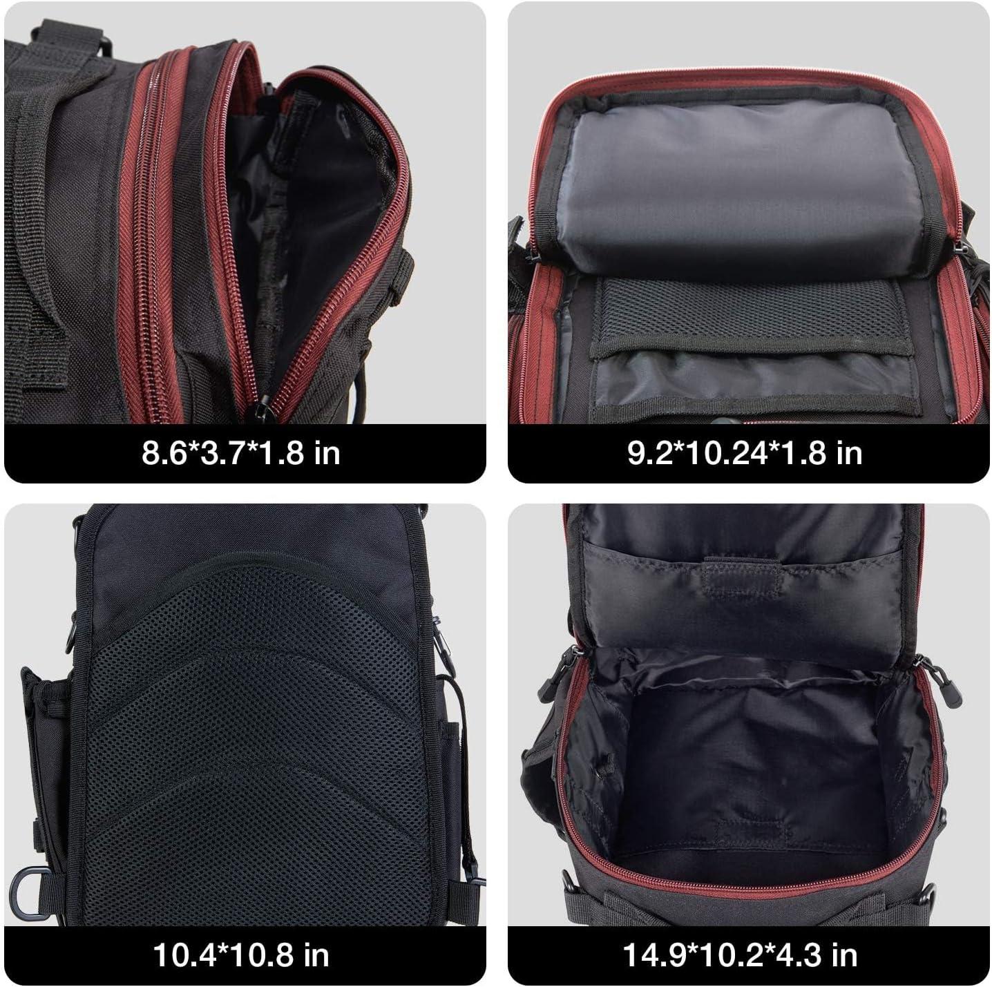 imagePiscifun Fishing Backpack with Rod Holder Lightweight Sling Bag Storge Gear and EquipmentSingle Shoulder Black