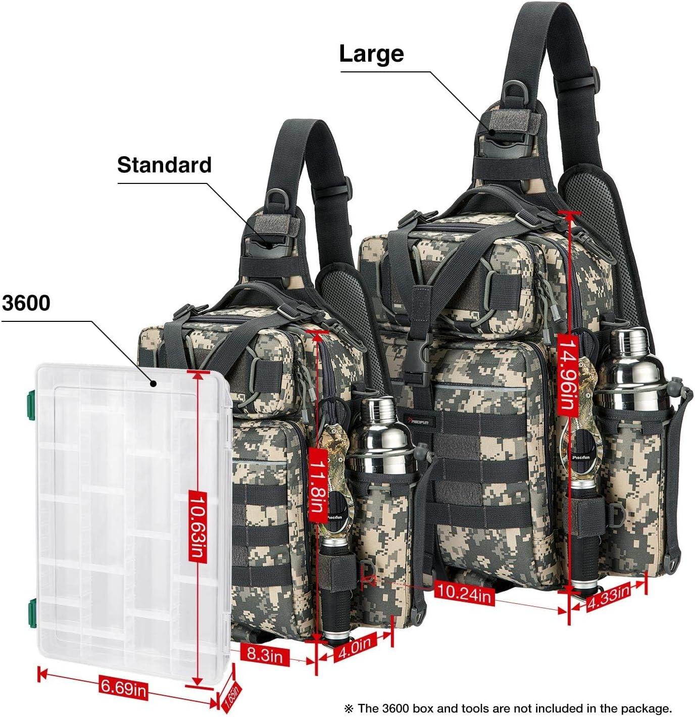 imagePiscifun Fishing Backpack with Rod Holder Lightweight Sling Bag Storge Gear and EquipmentSingle Shoulder Digital Camouflage