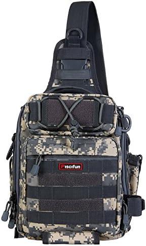 imagePiscifun Fishing Backpack with Rod Holder Lightweight Sling Bag Storge Gear and EquipmentSingle Shoulder Digital Camouflage