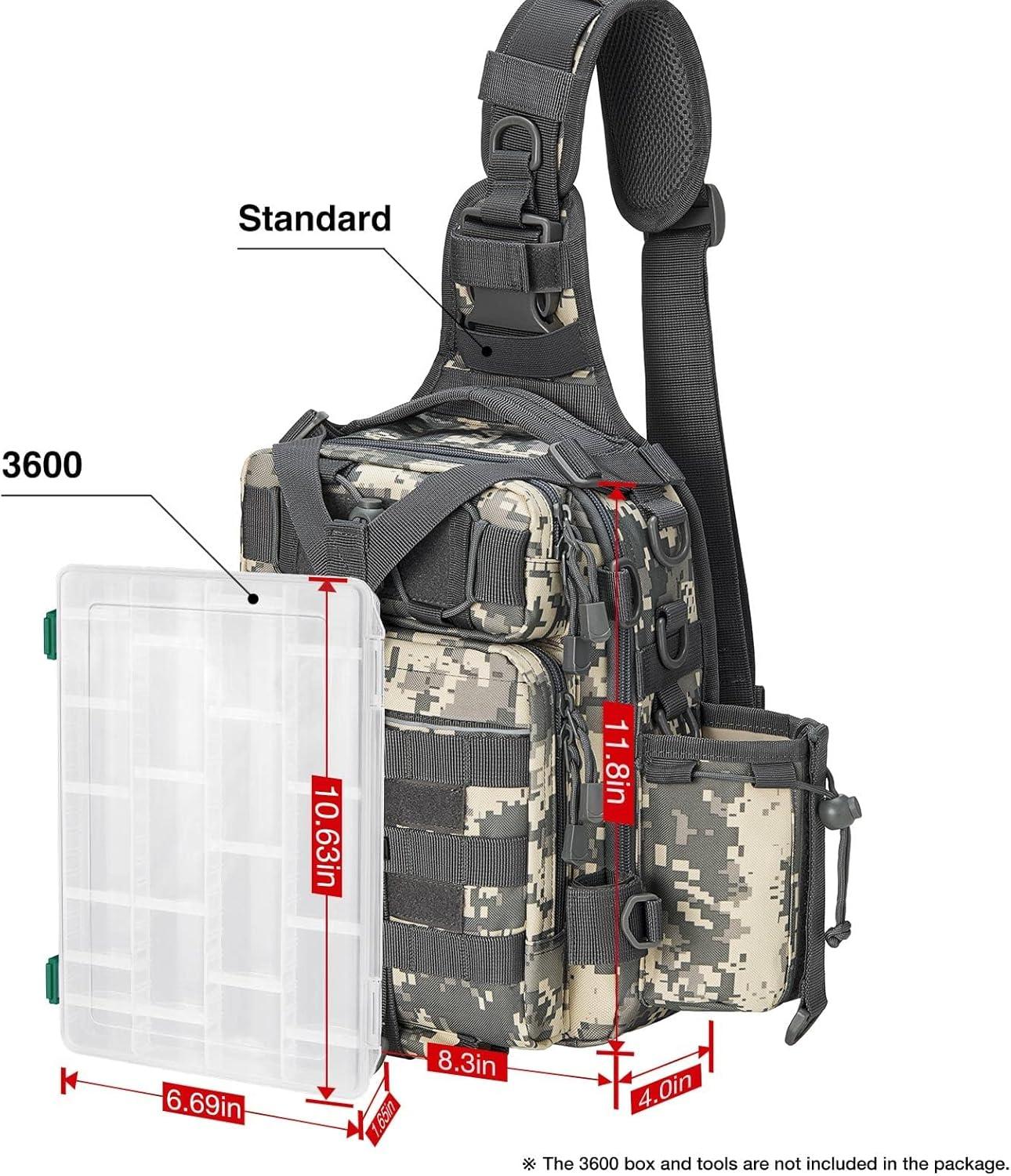 imagePiscifun Fishing Backpack with Rod Holder Lightweight Sling Bag Storge Gear and EquipmentSingle Shoulder Digital Camouflage