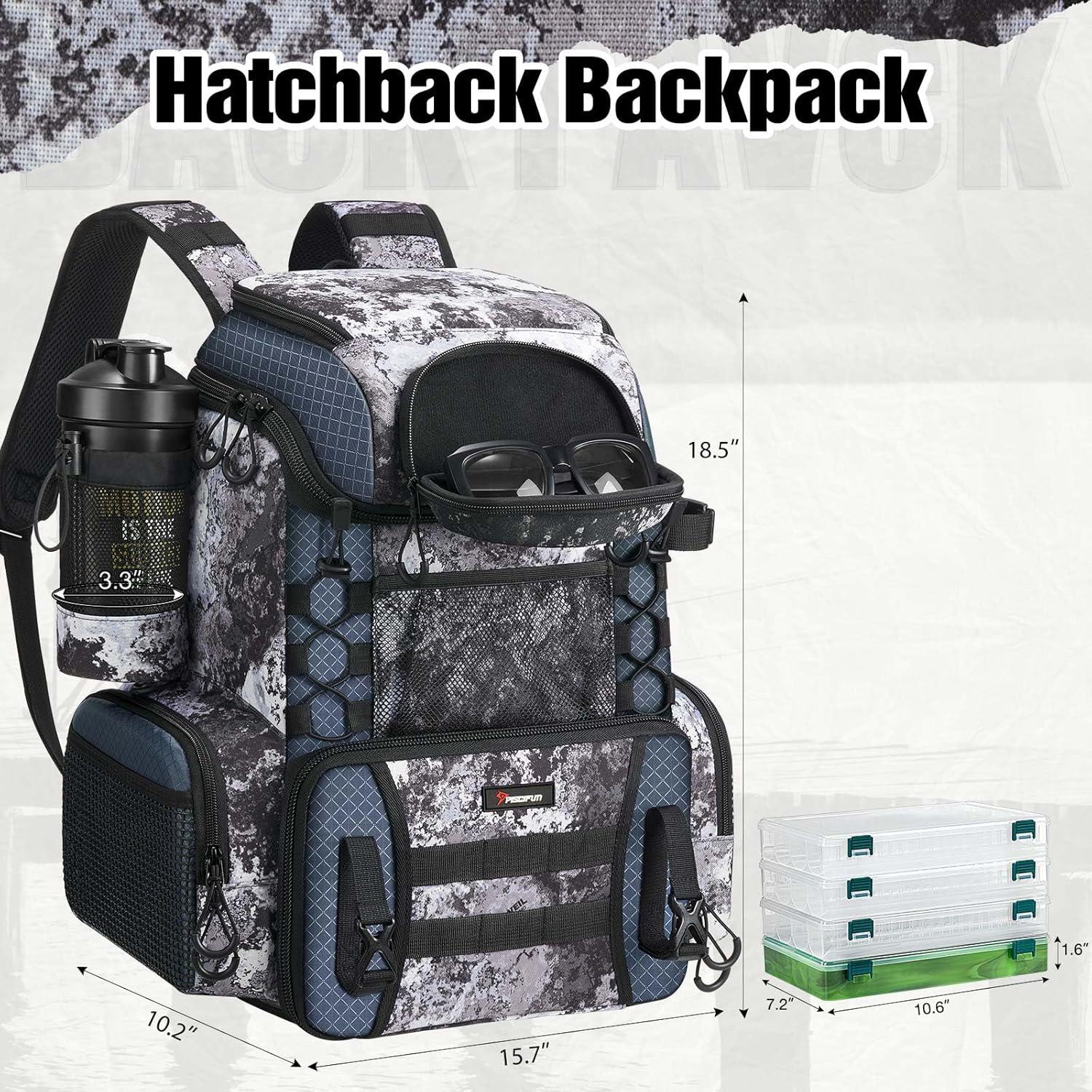 imagePiscifun Fishing Tackle Backpack with Rod Holders ampamp 4 Tackle Boxes 42L Outdoor Fishing Bag with Waterproof Rain CoverVeil Camouflage