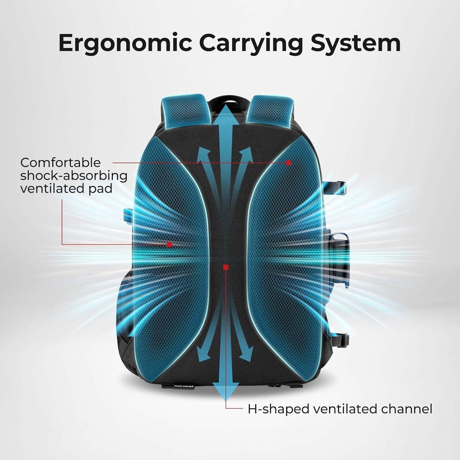 imagePiscifun Fishing Tackle Backpack with Rod ampamp Gear Holder Lightweight Fishing Tackle Storage Bag with Protective Rain CoverBlack