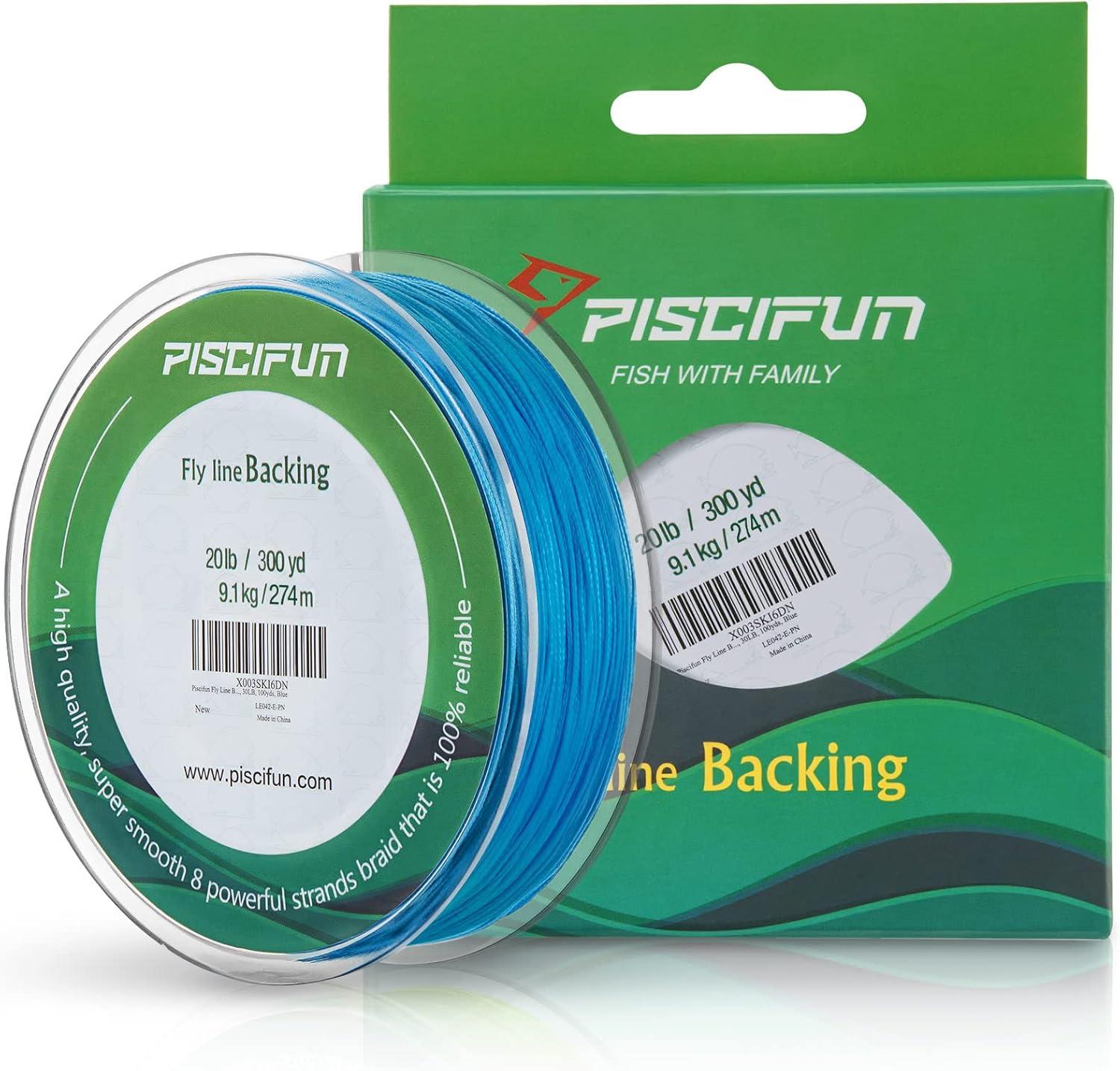 imagePiscifun Fly Line Backing Braided Fly Backing Line with Orange White Fluorescent Yellow Color 20lb 30lb100yd 300ydBlue