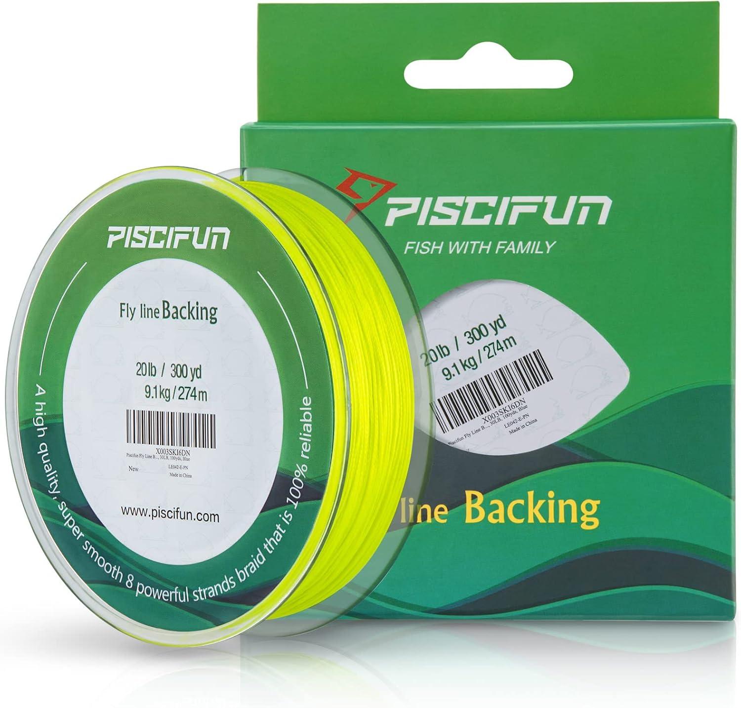 imagePiscifun Fly Line Backing Braided Fly Backing Line with Orange White Fluorescent Yellow Color 20lb 30lb100yd 300ydFluorescent Yellow