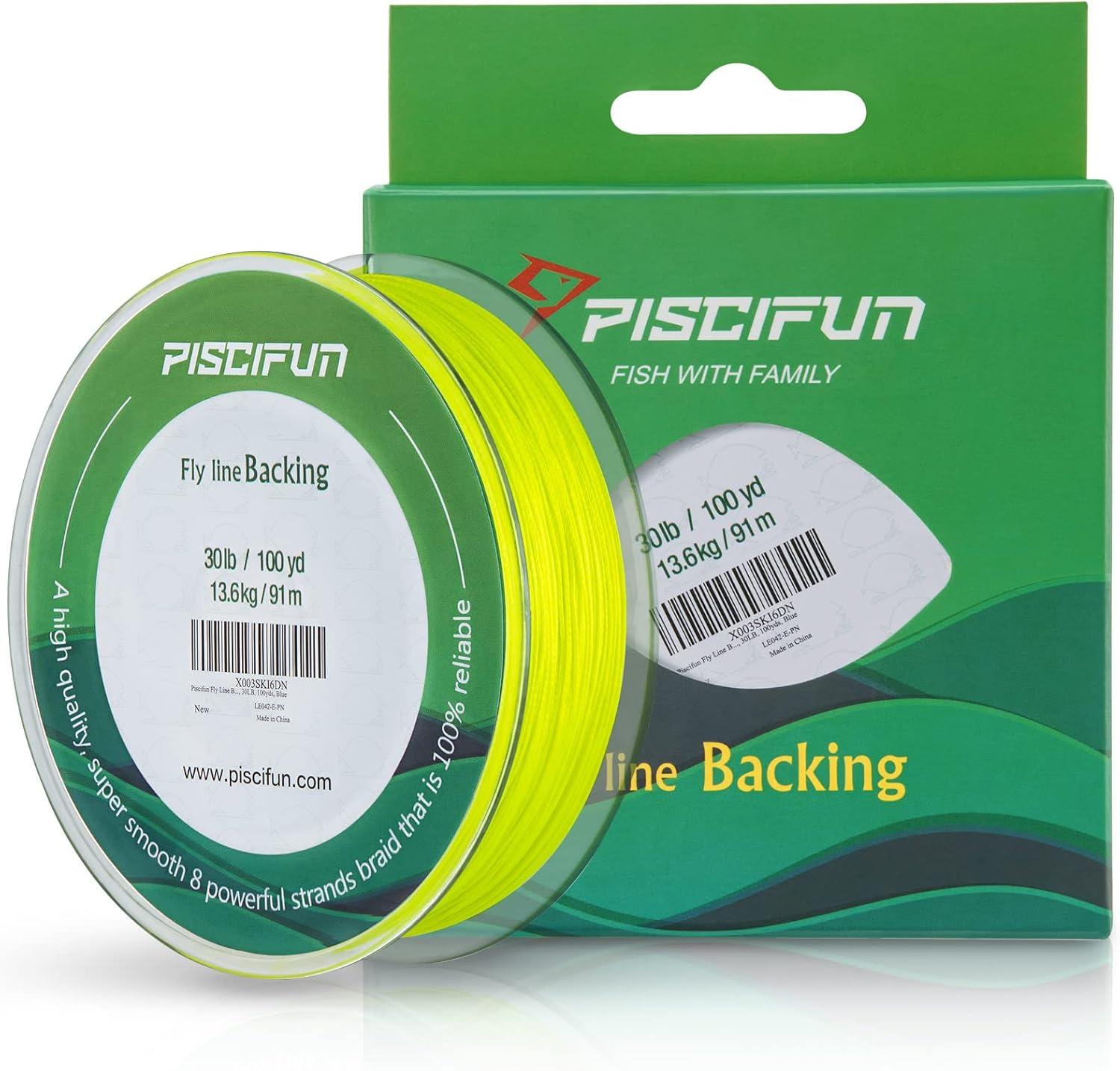 imagePiscifun Fly Line Backing Braided Fly Backing Line with Orange White Fluorescent Yellow Color 20lb 30lb100yd 300ydFluorescent Yellow