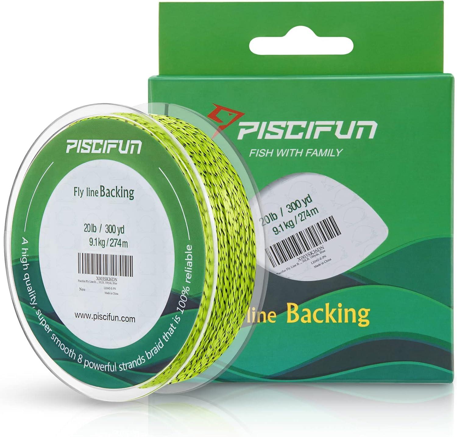 imagePiscifun Fly Line Backing Braided Fly Backing Line with Orange White Fluorescent Yellow Color 20lb 30lb100yd 300ydFluorescent YellowBlack