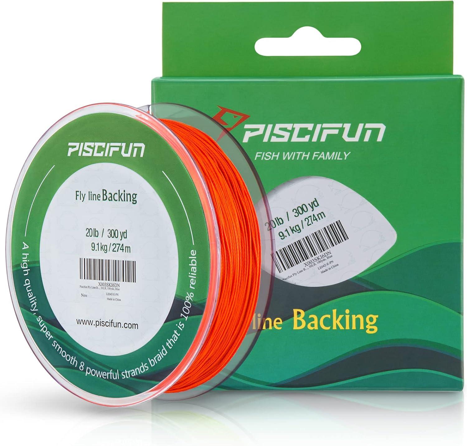imagePiscifun Fly Line Backing Braided Fly Backing Line with Orange White Fluorescent Yellow Color 20lb 30lb100yd 300ydOrange
