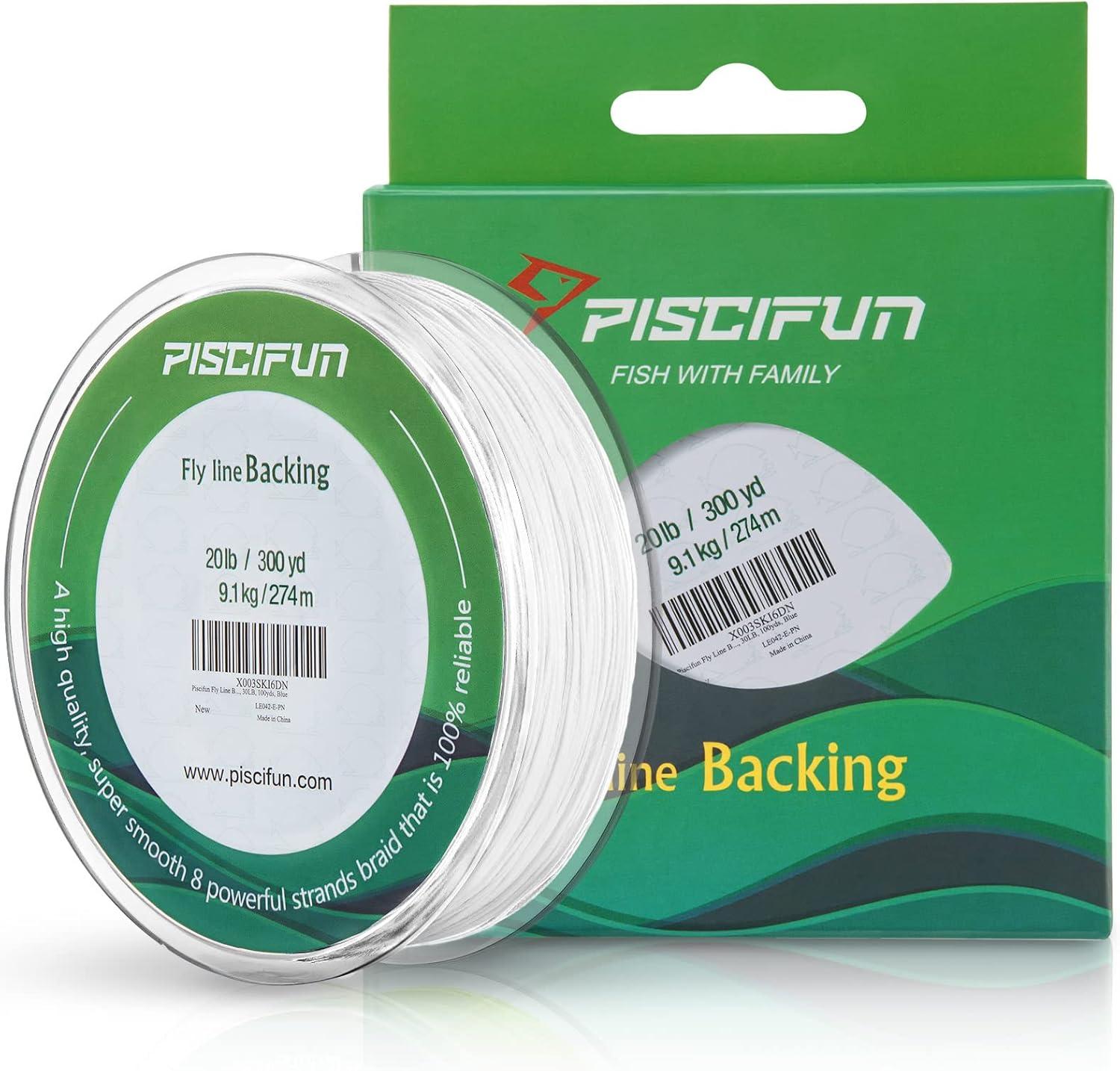 imagePiscifun Fly Line Backing Braided Fly Backing Line with Orange White Fluorescent Yellow Color 20lb 30lb100yd 300ydWhite