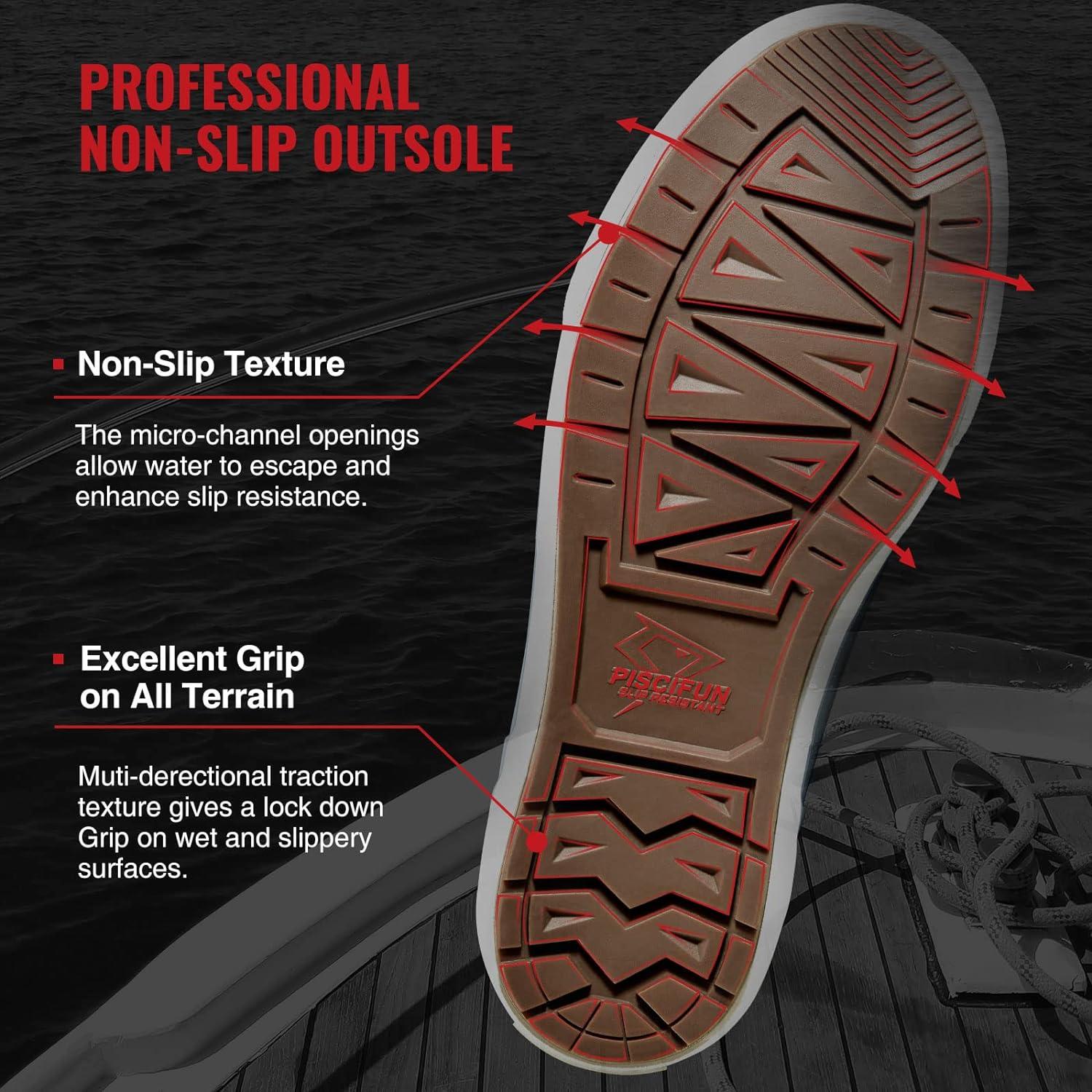 imagePiscifun Men s Deck Boots Waterproof Fishing Rain Boots AntiSlip Rubber Boots with Breathable Neoprene LiningBlue