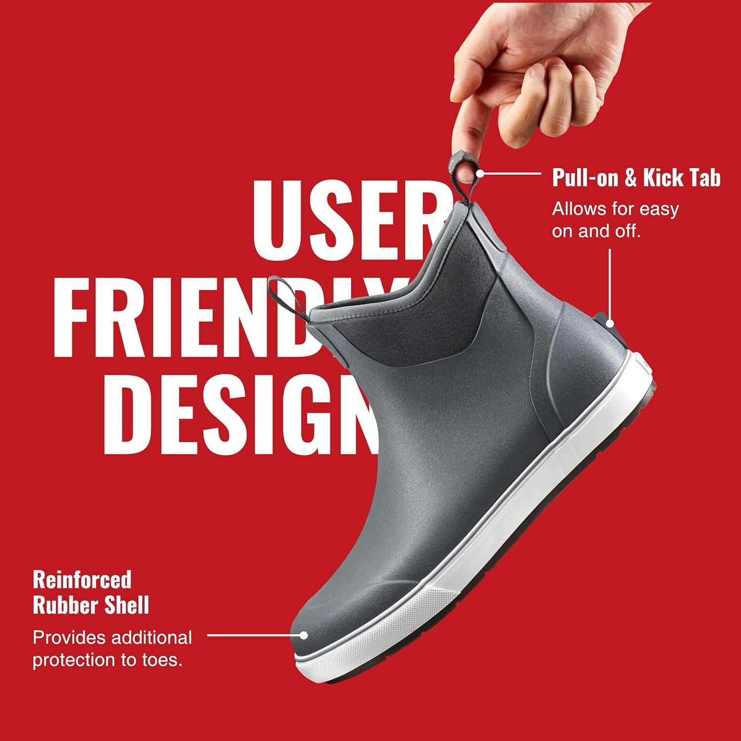 imagePiscifun Men s Deck Boots Waterproof Fishing Rain Boots AntiSlip Rubber Boots with Breathable Neoprene LiningGrey