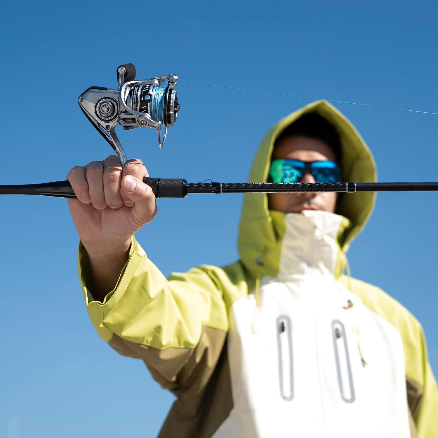 imagePiscifun NautiX Spinning Reel Aluminum Spinning Fishing Reel CNC Aluminum Gear 33LBs Max Drag 81 Sealed BB 601541 Gear Ratio Smooth Powerful Freshwater Saltwater Reel6000