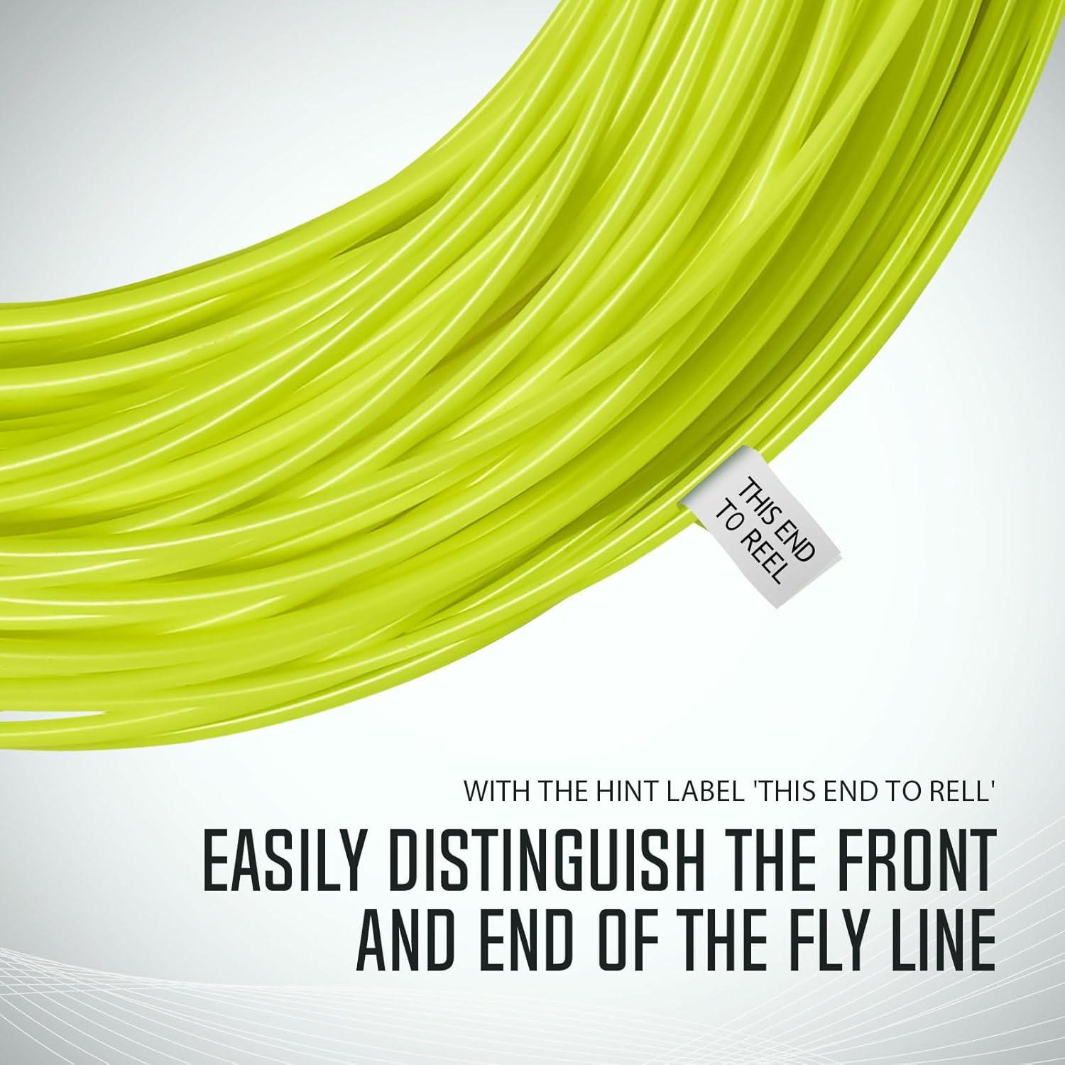 imagePiscifun Sword Fly Fishing Line with Welded Loop Weight Forward Floating Fly Line Available in WF1 WF2 WF3 WF4 WF5 WF6 WF7 WF8 WF9 and WF10 Weights in Lengths of 90 and 100 FeetFluorescent Yellow