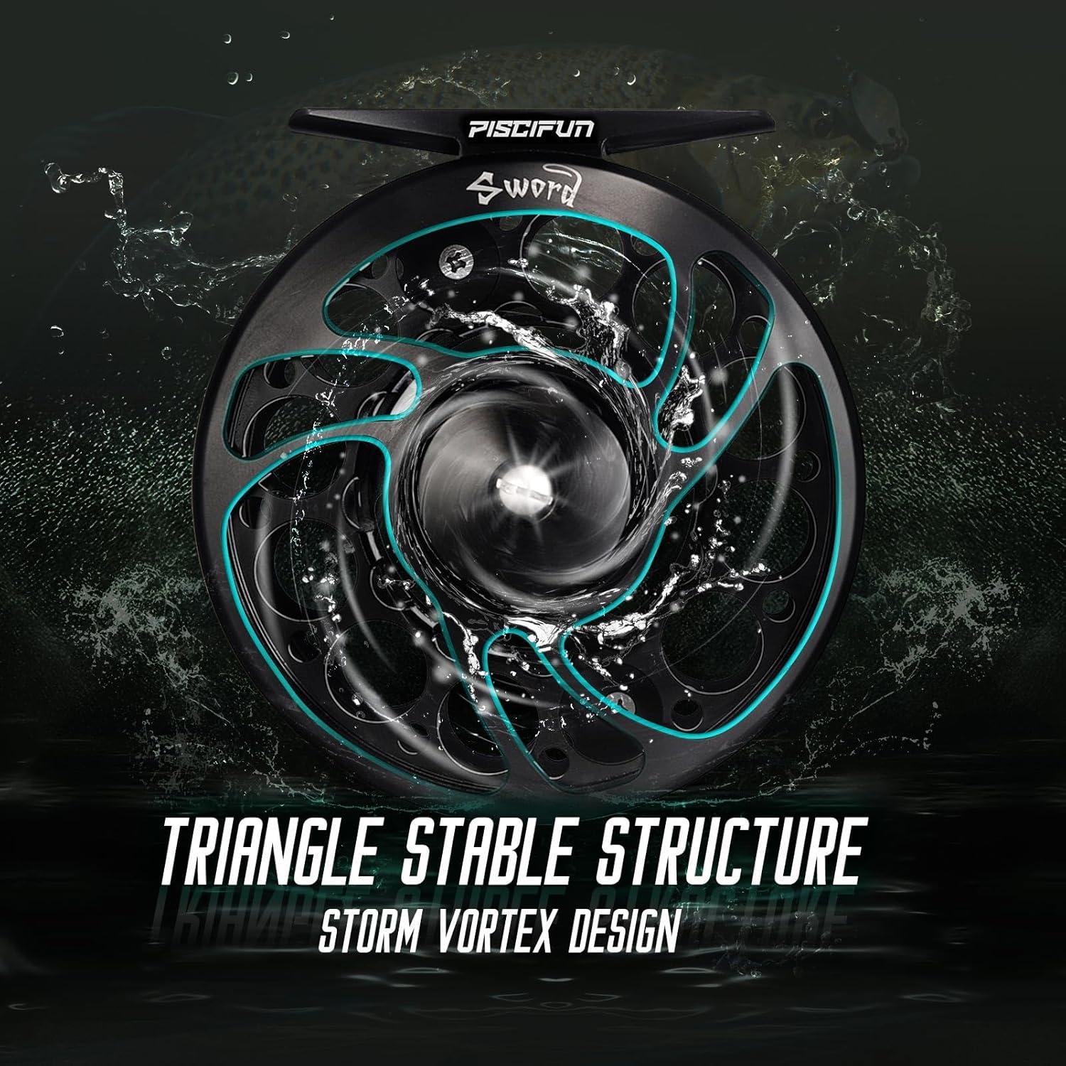 imagePiscifun Sword Fly Fishing Reel with CNC Machined Aluminum Alloy Housing 34 56 78 910 Weights Black Gunmetal Pink Space Gray34wt