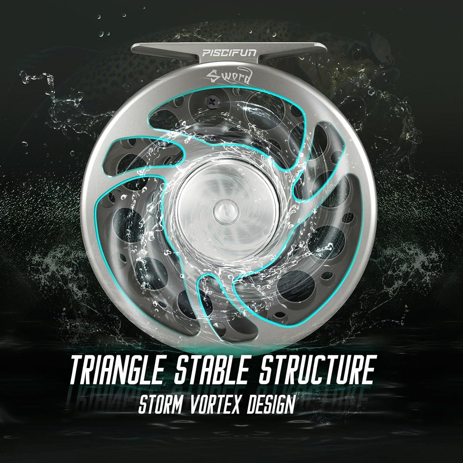 imagePiscifun Sword Fly Fishing Reel with CNC Machined Aluminum Alloy Housing 34 56 78 910 Weights Black Gunmetal Pink Space Gray56wt