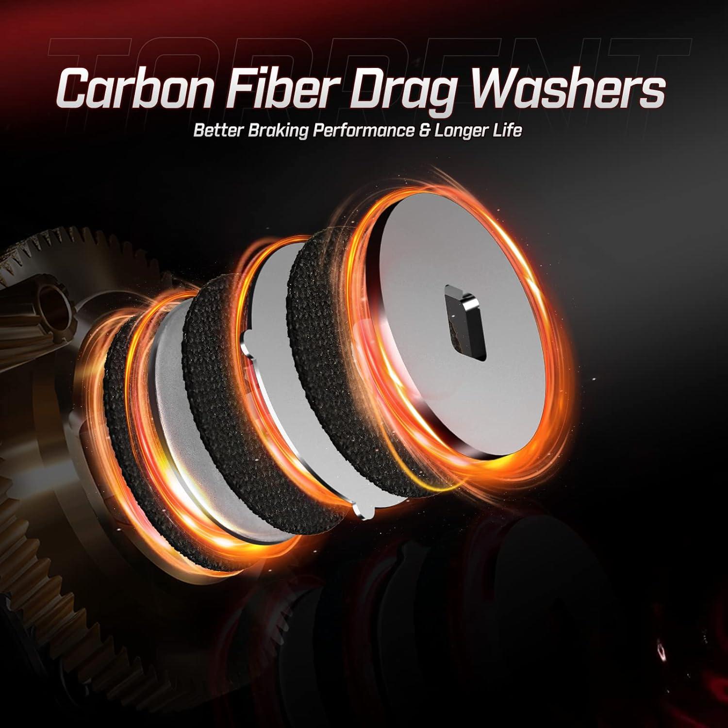 imagePiscifun Torrent Baitcaster Fishing Reel 18LB Carbon Fiber Drag Baitcasting Reel Magnetic Braking System Casting Reel Available in 711 and 531531 Right Handed