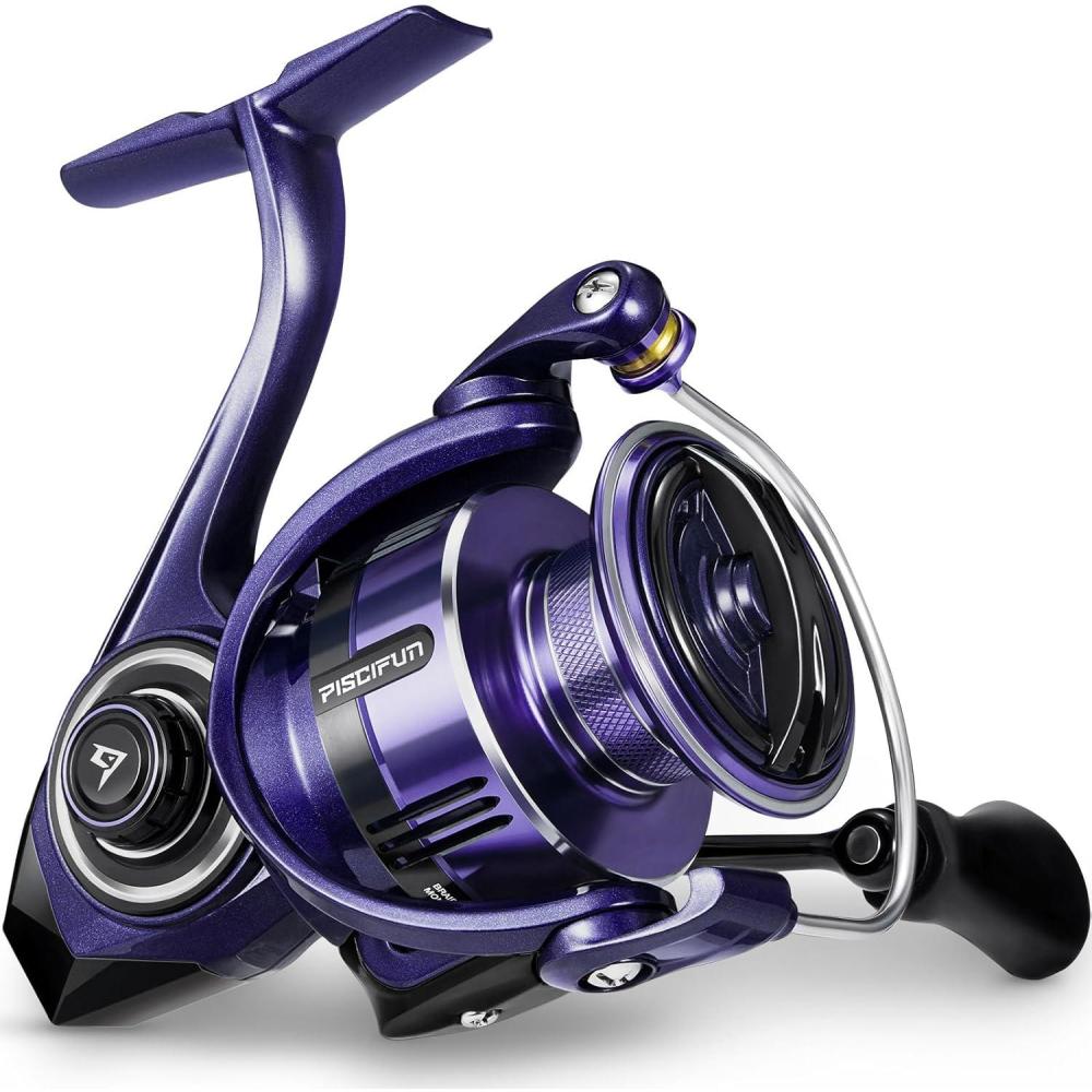 imagePiscifun AlumiX Spinning Reel Aluminum Spinning Fishing Reel 26LBs Max Drag Light to 61oz Carbon Rotor 101 Shielded BB 521621 Smooth Powerful Freshwater Spinning Reel