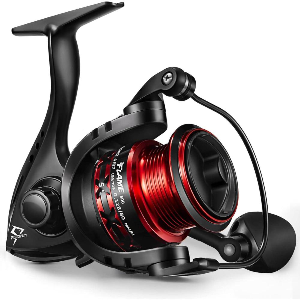 imagePiscifun Flame Spinning Reels Lightweight 91BB Ultra Smooth Spinning Fishing Reels 198LBs Max Drag 2000 3000 4000 5000 Series Red ampamp BlueRed