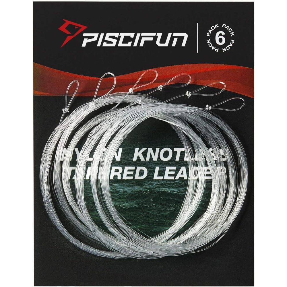 imagePiscifun Fly Fishing Leader with PreTied Loop Tapered Fly Line Leader Nylon Clear 6 Pack 75FT 9FT 12FT 0X 1X 2X 3X 4X 5X 6X 7X75ft6 pack