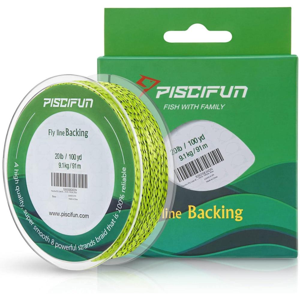 imagePiscifun Fly Line Backing Braided Fly Backing Line with Orange White Fluorescent Yellow Color 20lb 30lb100yd 300ydFluorescent YellowBlack