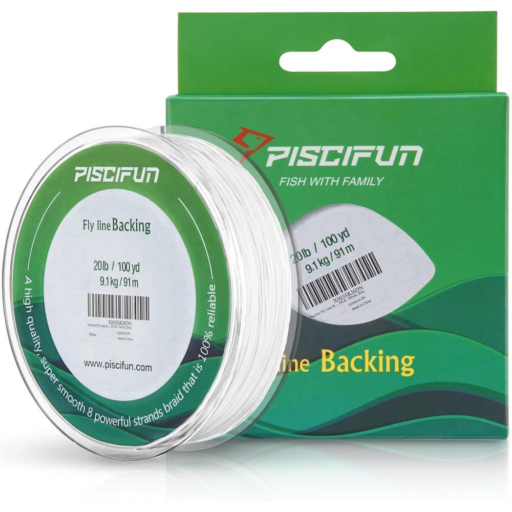 imagePiscifun Fly Line Backing Braided Fly Backing Line with Orange White Fluorescent Yellow Color 20lb 30lb100yd 300ydWhite