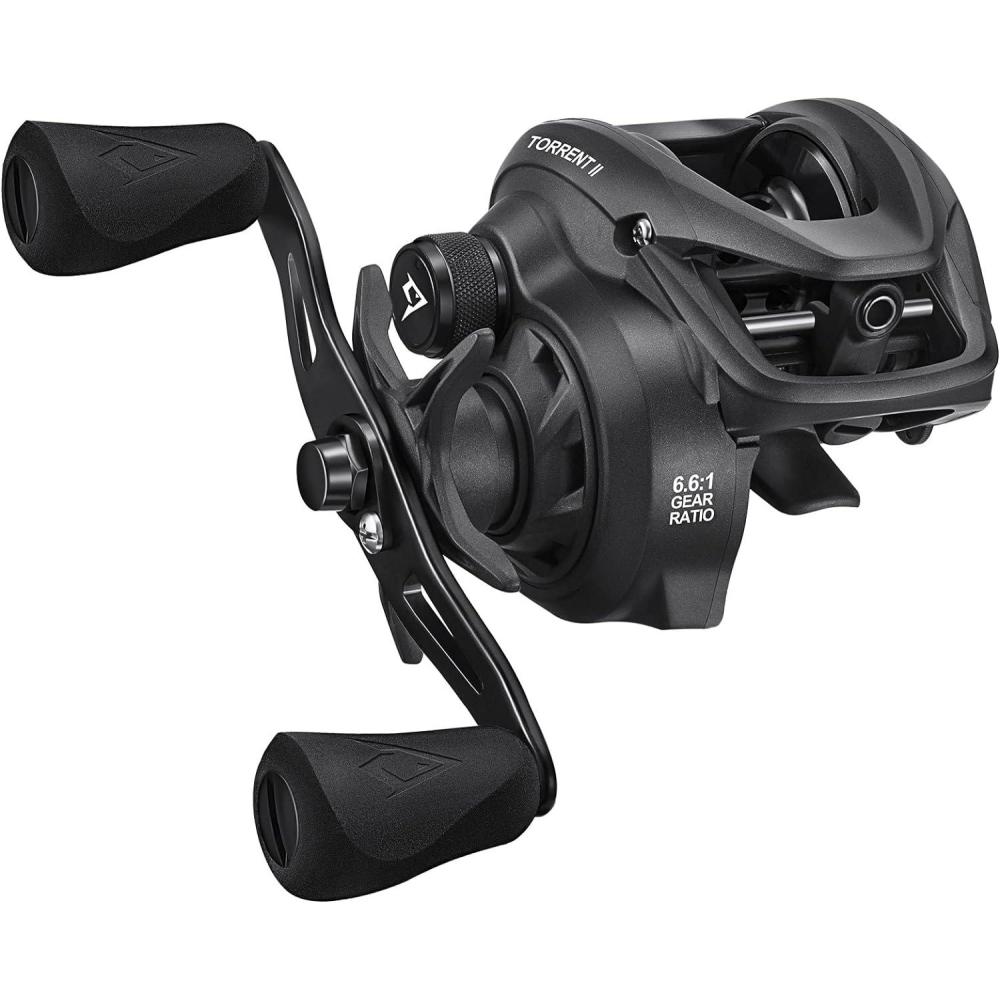 imagePiscifun Torrent II Baitcasting Fishing Reel 20LB Carbon Fiber Drag Baitcasters 661811 Gear Ratio ampamp Magnet Braking System Low Profile Casting Reel LeftRight HandedGreyRight Hand Retrieve