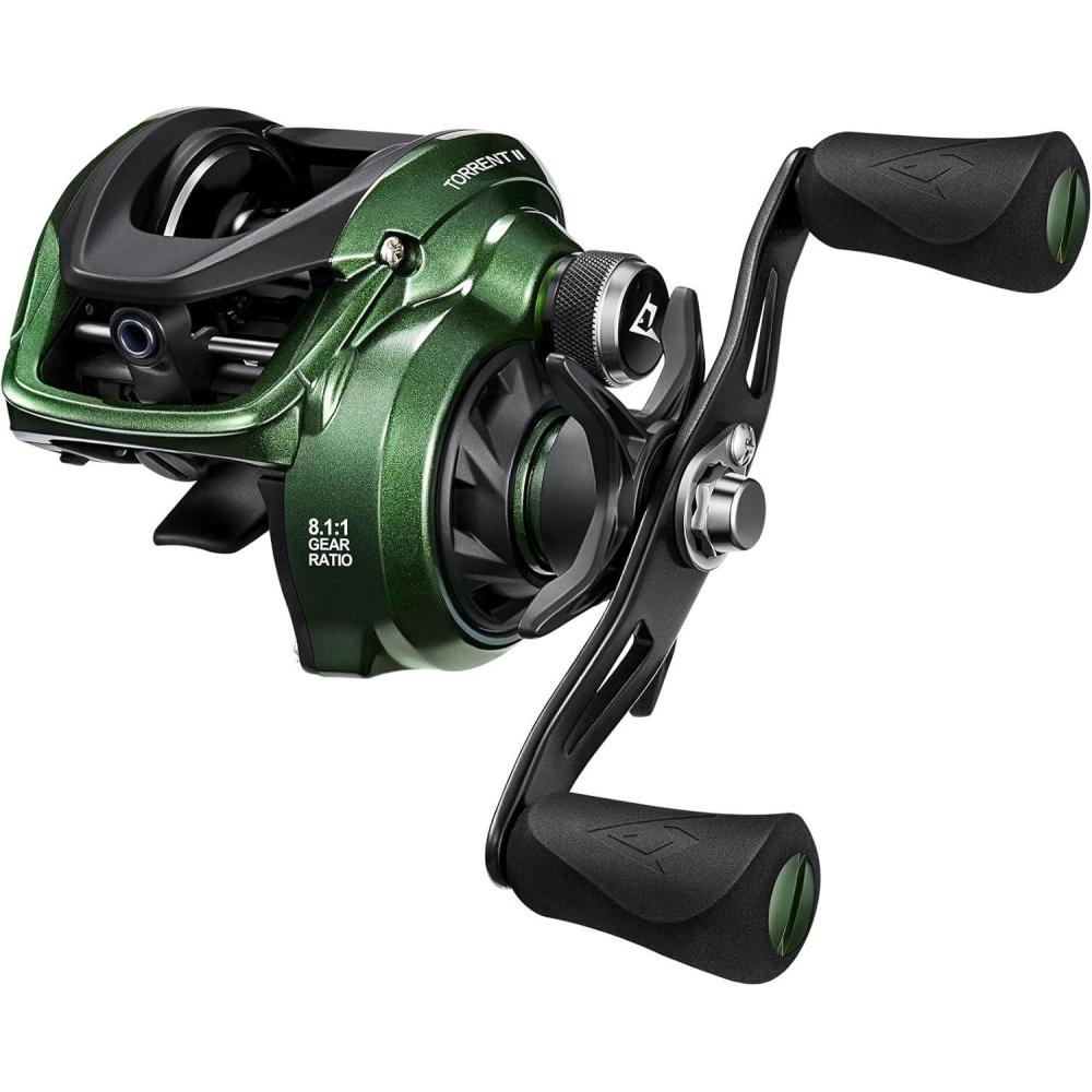 imagePiscifun Torrent II Baitcasting Fishing Reel 20LB Carbon Fiber Drag Baitcasters 661811 Gear Ratio ampamp Magnet Braking System Low Profile Casting Reel LeftRight HandedGreenLeft Hand Retrieve