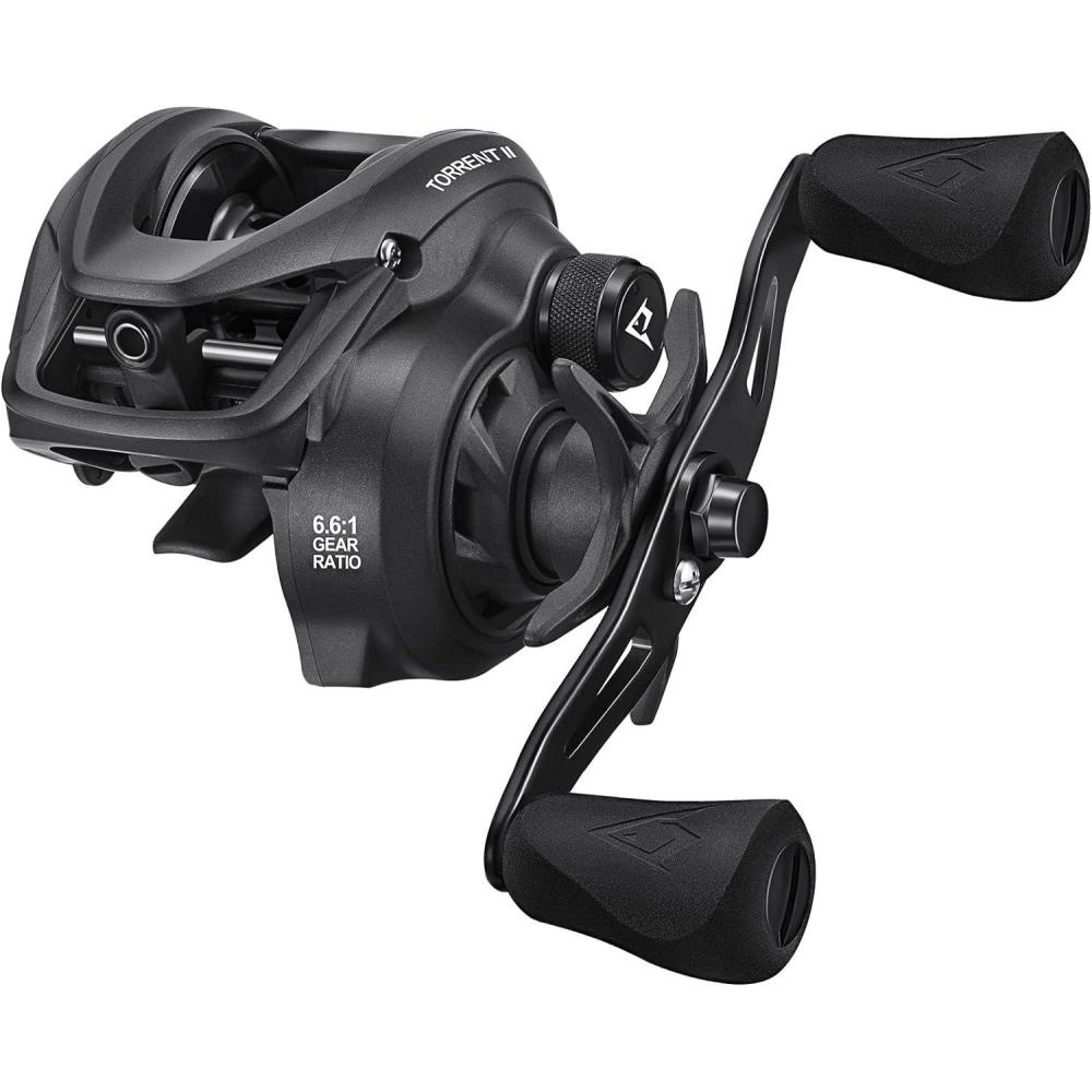 imagePiscifun Torrent II Baitcasting Fishing Reel 20LB Carbon Fiber Drag Baitcasters 661811 Gear Ratio ampamp Magnet Braking System Low Profile Casting Reel LeftRight HandedGreyLeft Hand Retrieve
