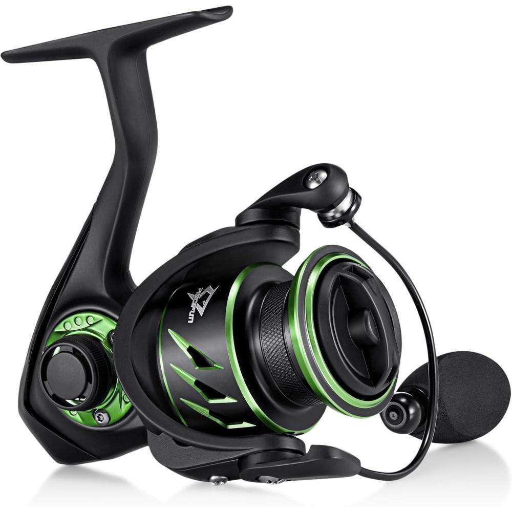 imagePiscifun Viper X Spinning Reels Carbon Fiber 33LBs Max Drag 101 Shielded BB Saltwater Freshwater Spinning Fishing Reel 521621 500 1000 2000 3000 4000 5000 SeriesGreen