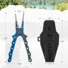 Piscifun Fishing Pliers, Saltwater Fishing Pliers with Split Ring, Fish Hook Remover, Corrosion Resistance Fly Fishing Pliers with Braid Cutters, Sheath and Lanyard, Fishing Gear Gifts for Men(Blue)