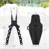 Piscifun Fishing Pliers, Saltwater Fishing Pliers with Split Ring, Fish Hook Remover, Corrosion Resistance Fly Fishing Pliers with Braid Cutters, Sheath and Lanyard, Fishing Gear Gifts for Men(Black)