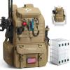 Piscifun 52L Fishing Tackle Backpack with Rod Holders & 4 Tackle Boxes, Large Tackle Bag for Gear Storage with Rain Cover(Khaki)