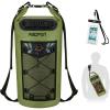 Piscifun Dry Bag, Waterproof Floating Backpack 10L/20L/30L/40L with Waterproof Phone Case for Boating, Kayaking, Fishing(Army Green)