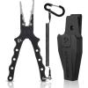 Piscifun Fishing Pliers, Saltwater Fishing Pliers with Split Ring, Fish Hook Remover, Corrosion Resistance Fly Fishing Pliers with Braid Cutters, Sheath and Lanyard, Fishing Gear Gifts for Men(Black)
