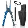 Piscifun Fishing Pliers, Saltwater Fishing Pliers with Split Ring, Fish Hook Remover, Corrosion Resistance Fly Fishing Pliers with Braid Cutters, Sheath and Lanyard, Fishing Gear Gifts for Men(Blue)
