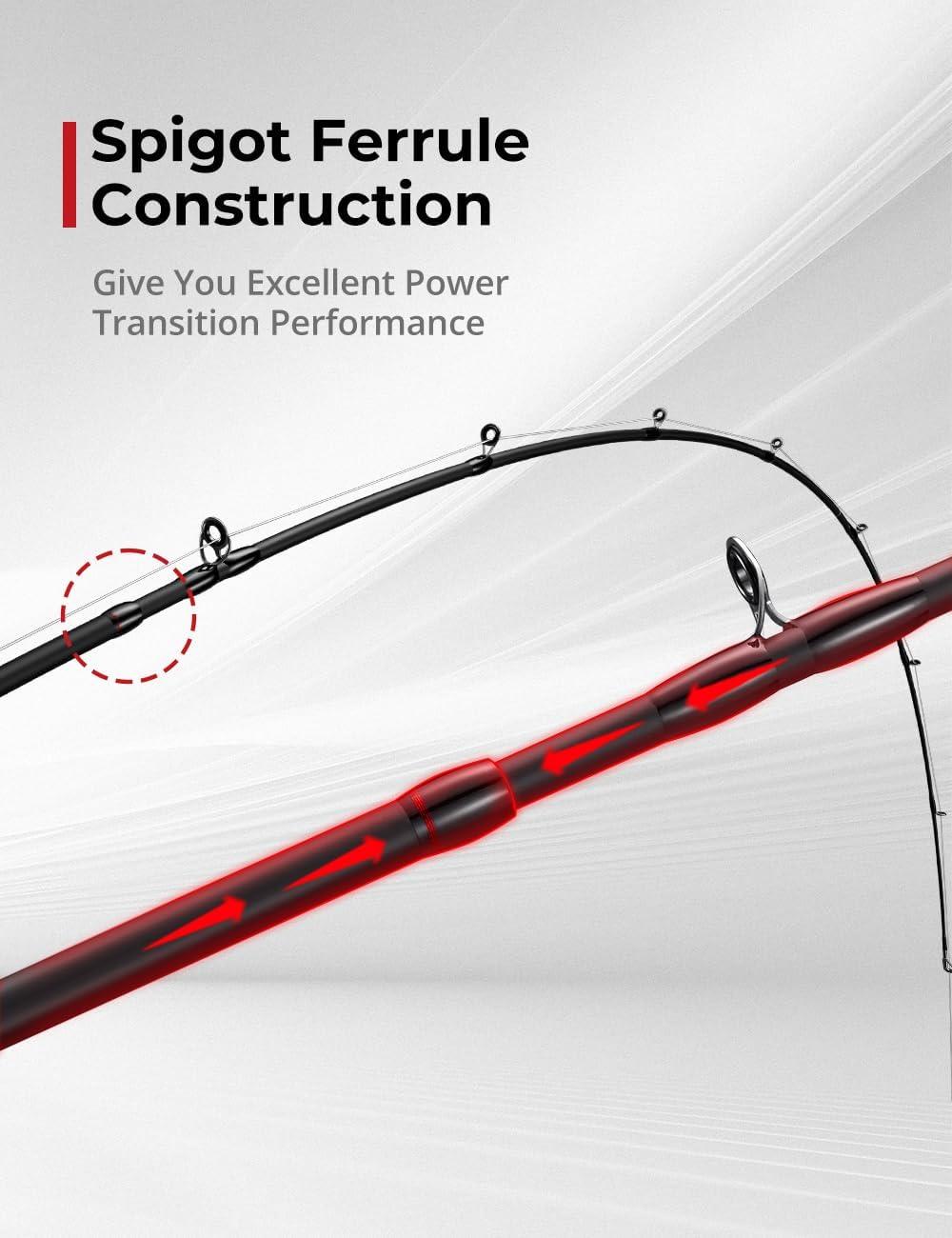 imagePiscifun Torrent Fishing Rod IM6 Carbon Baitcaster Rod ampamp Spinning Rod High Sensitive Lightweight Casting Rod ampamp Spinning Fishing Rod Zirconium Oxide Rings 2 Pieces Baitcast Rod ampamp Spin Rod69 Medium M