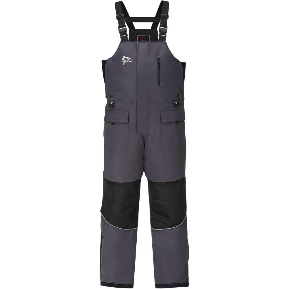 imagePiscifun Ice Fishing Bibs with Floating Technology Waterproof Insulated Fishing BibsGrey Black