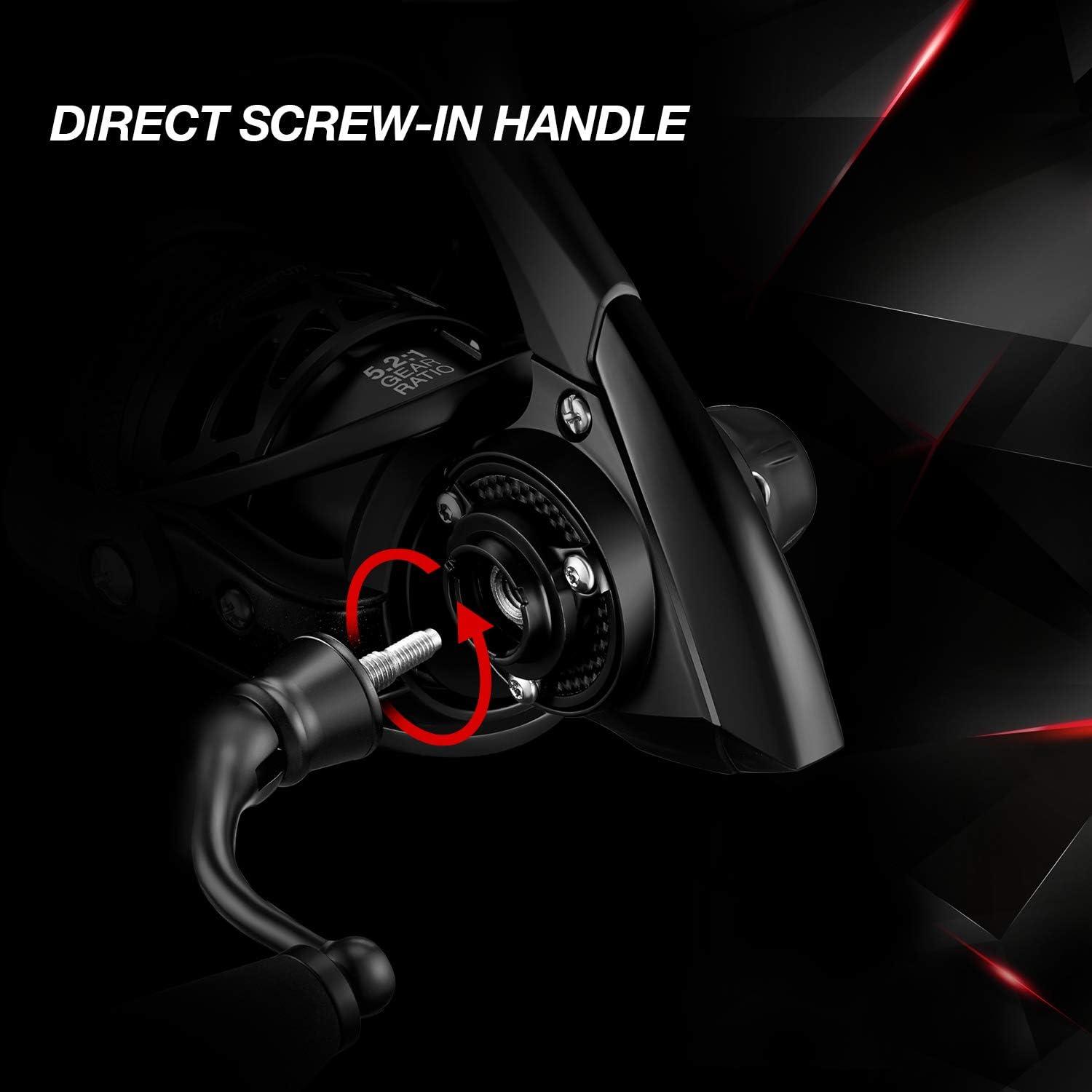 imagePiscifun Carbon X Spinning Reels Light to 51oz Carbon Frame and Rotor 33LBs Max Drag 101 Shielded BB 521621 High Speed Gear Ratio Smooth Powerful Saltwater Freshwater Spinning ReelStandard Handle