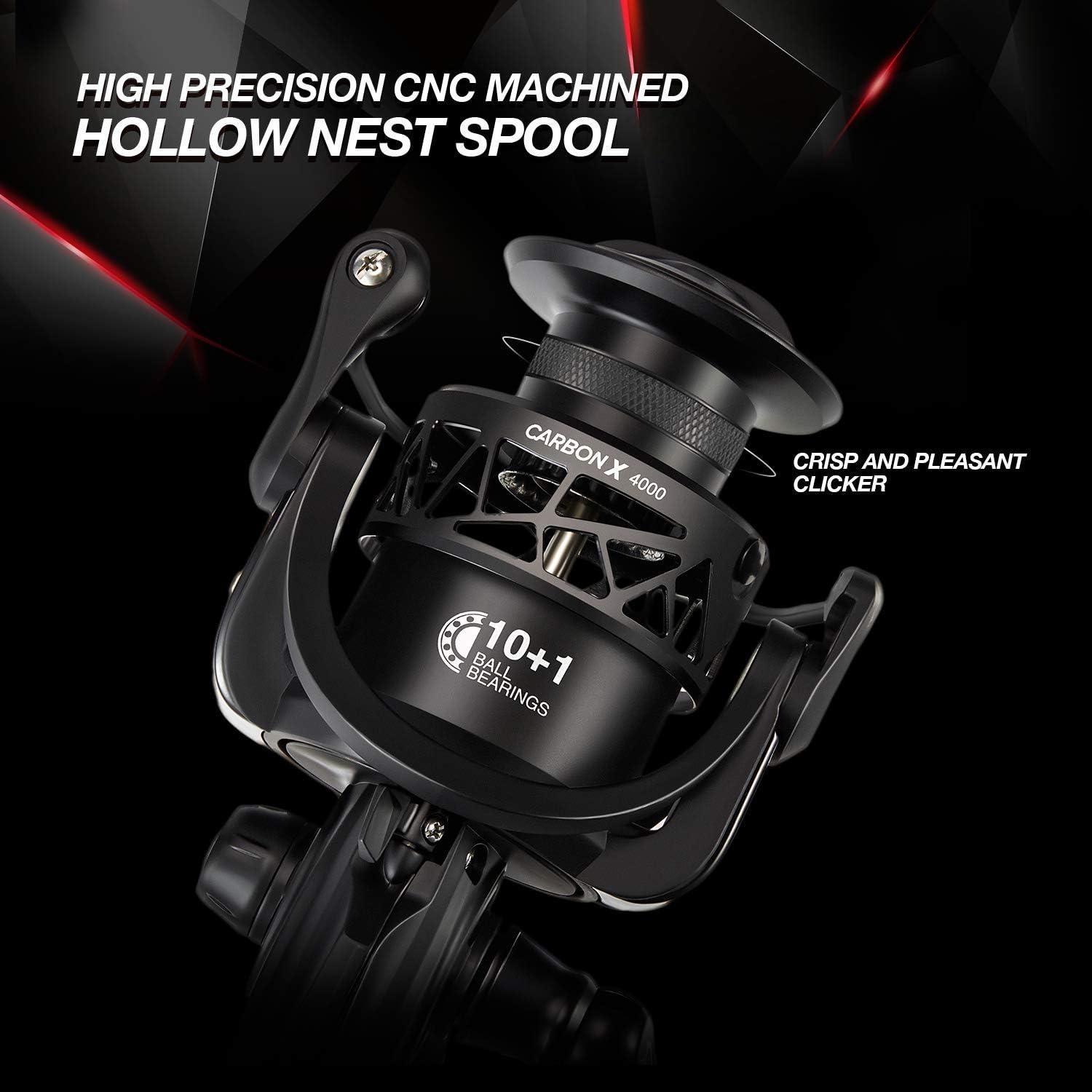 imagePiscifun Carbon X Spinning Reels Light to 51oz Carbon Frame and Rotor 33LBs Max Drag 101 Shielded BB 521621 High Speed Gear Ratio Smooth Powerful Saltwater Freshwater Spinning ReelStandard Handle