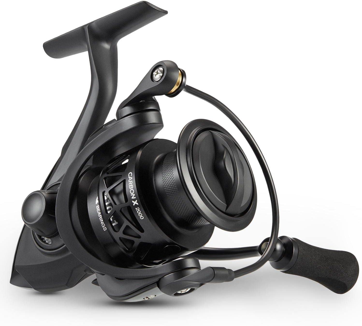 imagePiscifun Carbon X Spinning Reels Light to 51oz Carbon Frame and Rotor 33LBs Max Drag 101 Shielded BB 521621 High Speed Gear Ratio Smooth Powerful Saltwater Freshwater Spinning ReelStandard Handle