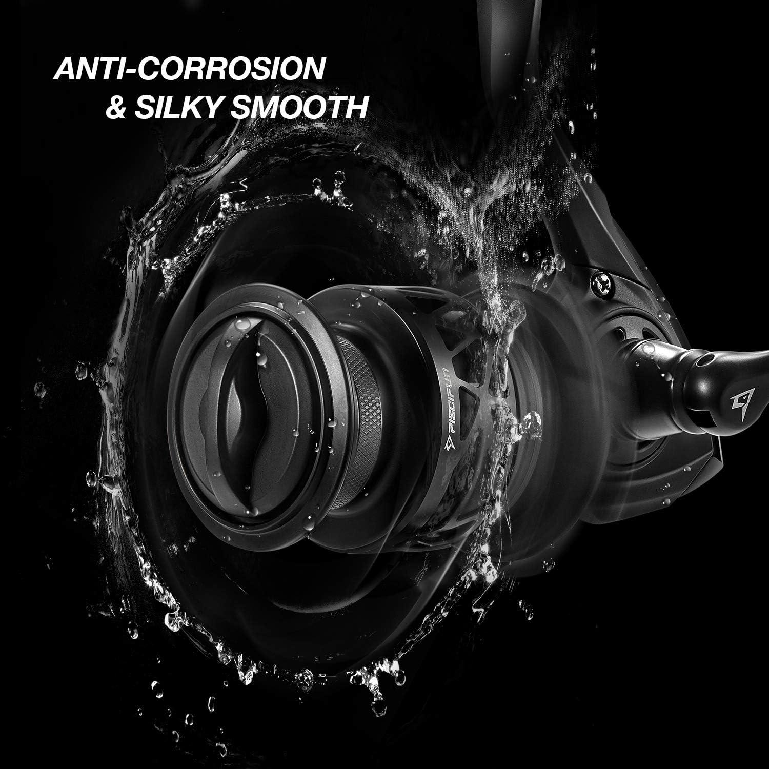 imagePiscifun Carbon X Spinning Reels Light to 51oz Carbon Frame and Rotor 33LBs Max Drag 101 Shielded BB 521621 High Speed Gear Ratio Smooth Powerful Saltwater Freshwater Spinning ReelStandard Handle