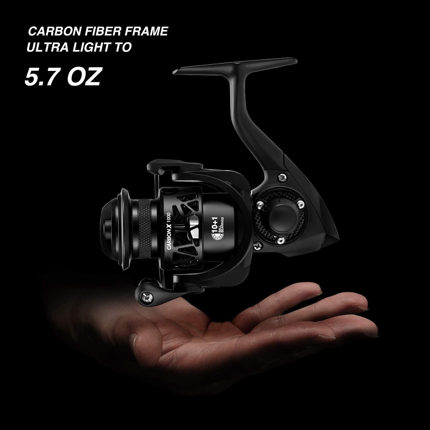 imagePiscifun Carbon X Spinning Reels Light to 51oz Carbon Frame and Rotor 33LBs Max Drag 101 Shielded BB 521621 High Speed Gear Ratio Smooth Powerful Saltwater Freshwater Spinning ReelStandard Handle