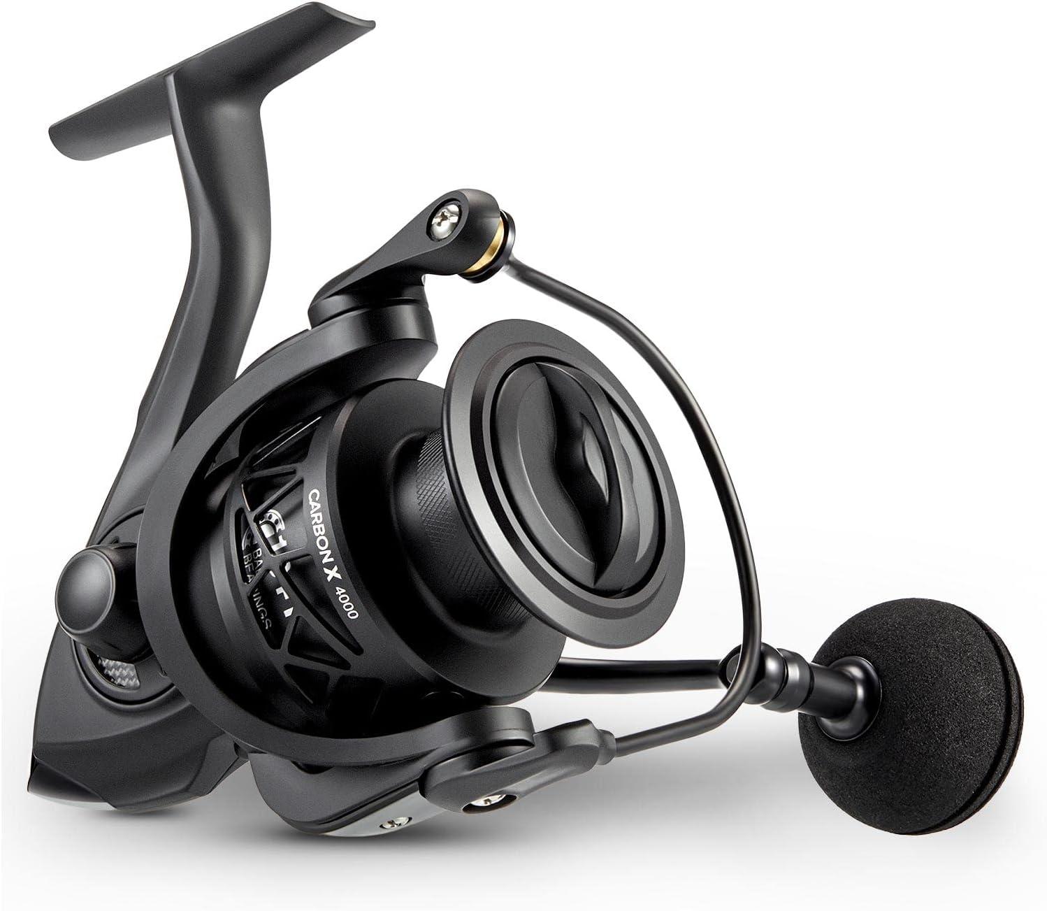 imagePiscifun Carbon X Spinning Reels Light to 51oz Carbon Frame and Rotor 33LBs Max Drag 101 Shielded BB 521621 High Speed Gear Ratio Smooth Powerful Saltwater Freshwater Spinning ReelStandard Handle