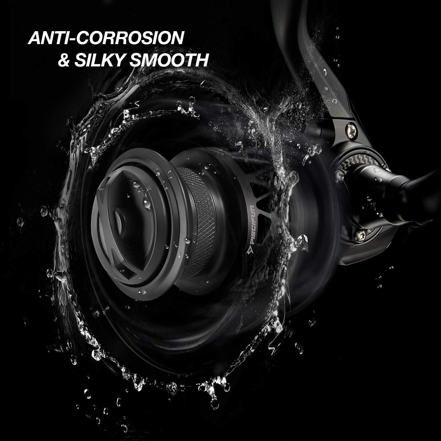 imagePiscifun Carbon X Spinning Reels Light to 51oz Carbon Frame and Rotor 33LBs Max Drag 101 Shielded BB 521621 High Speed Gear Ratio Smooth Powerful Saltwater Freshwater Spinning ReelStandard Handle