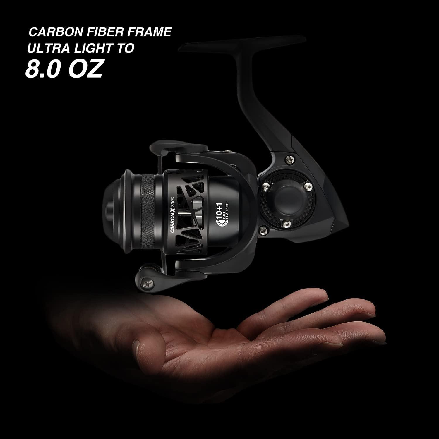imagePiscifun Carbon X Spinning Reels Light to 51oz Carbon Frame and Rotor 33LBs Max Drag 101 Shielded BB 521621 High Speed Gear Ratio Smooth Powerful Saltwater Freshwater Spinning ReelStandard Handle