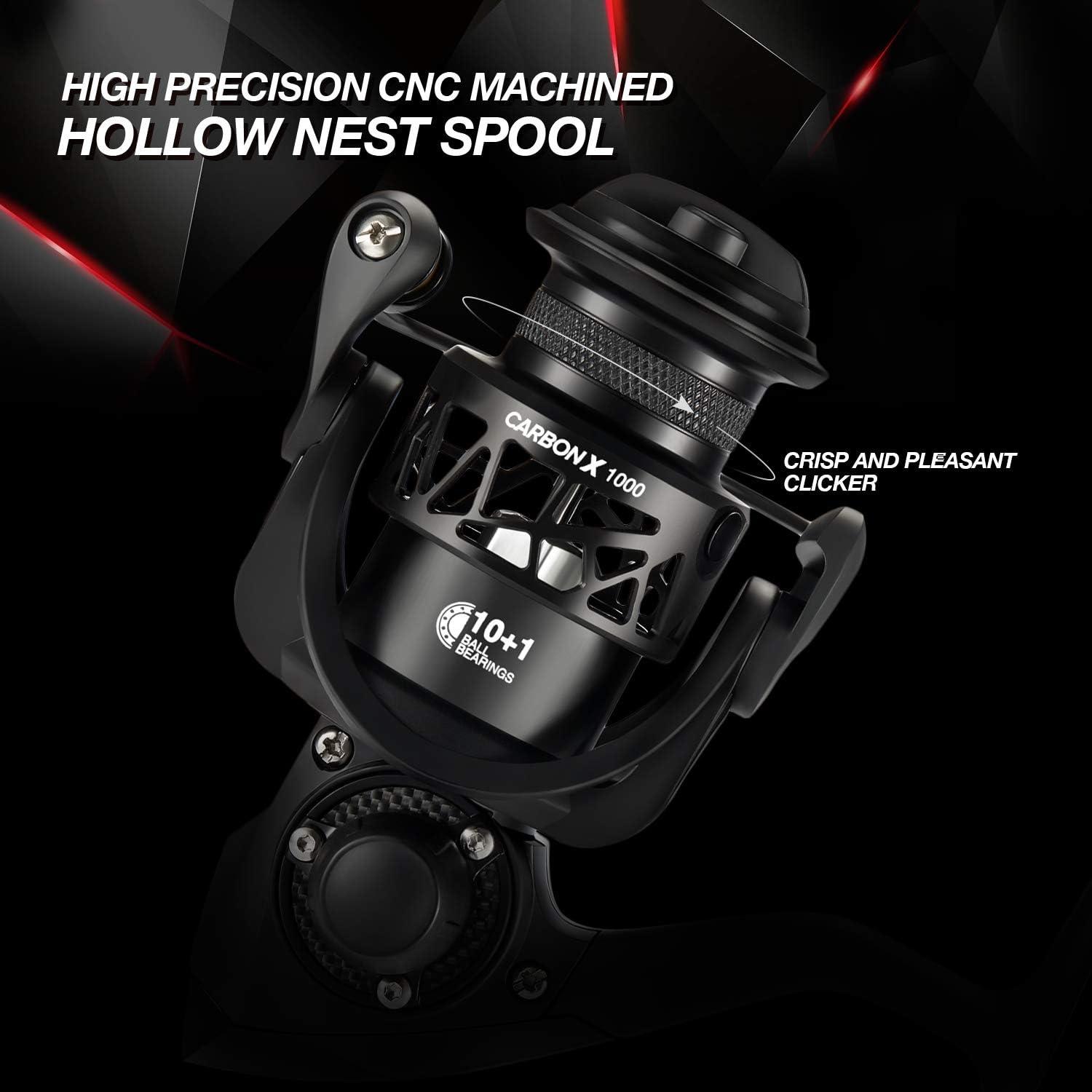 imagePiscifun Carbon X Spinning Reels Light to 51oz Carbon Frame and Rotor 33LBs Max Drag 101 Shielded BB 521621 High Speed Gear Ratio Smooth Powerful Saltwater Freshwater Spinning ReelStandard Handle