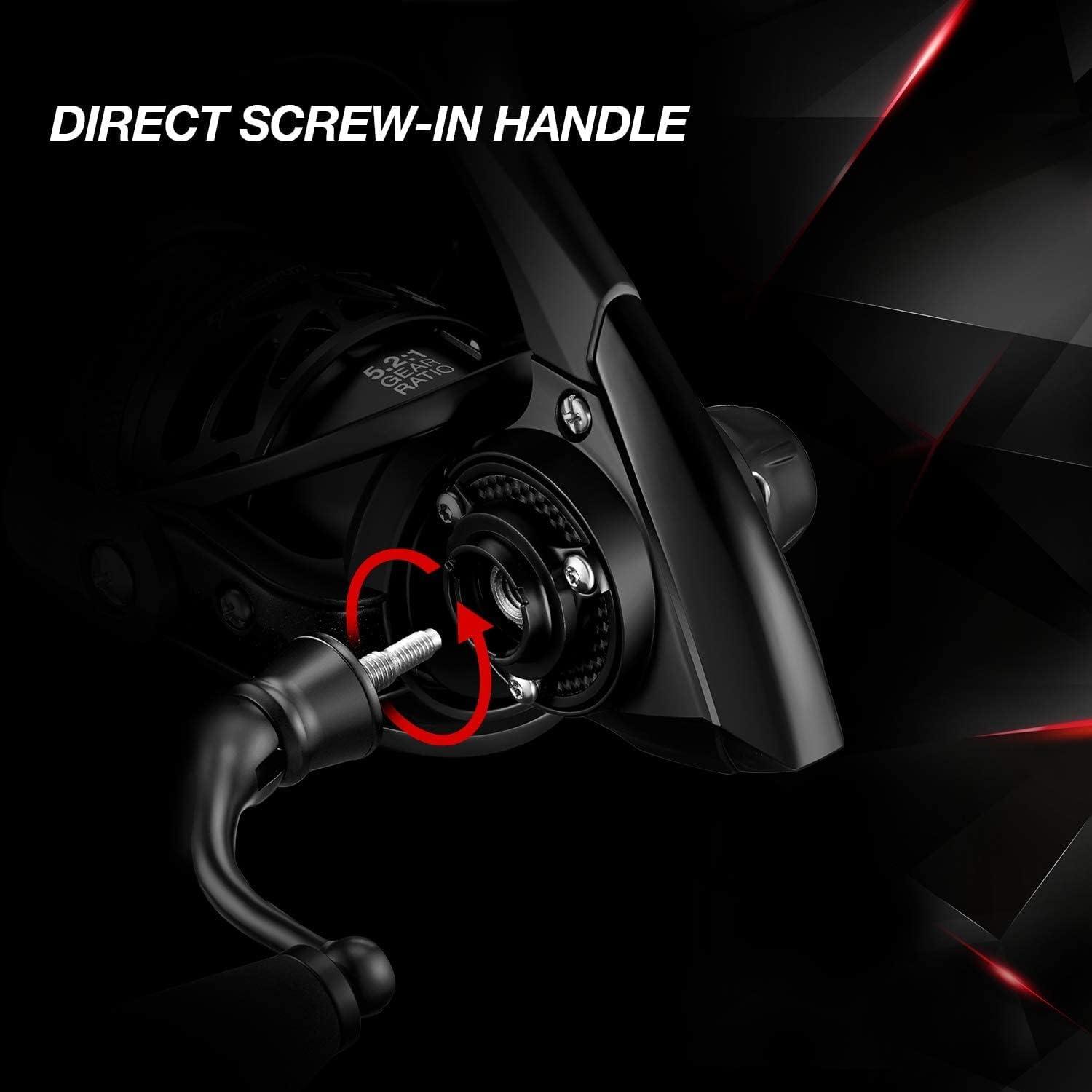 imagePiscifun Carbon X Spinning Reels Light to 51oz Carbon Frame and Rotor 33LBs Max Drag 101 Shielded BB 521621 High Speed Gear Ratio Smooth Powerful Saltwater Freshwater Spinning ReelStandard Handle